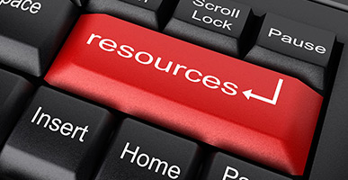 Keyboard with a key that says RESOURCES