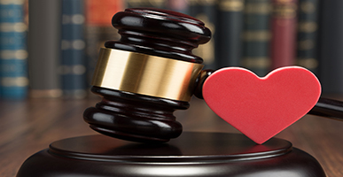 heart with a gavel