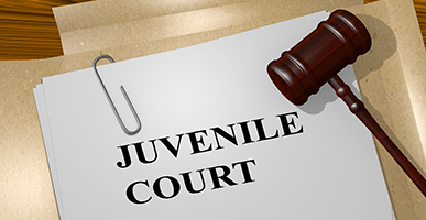 Juvenile court printed on paper with folder