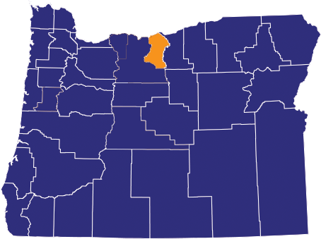 Map highlighting Sherman County