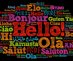 Hello in a word pattern in many languages