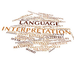 Abstract word cloud of language interpretation