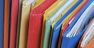 Stack of colorful file folders