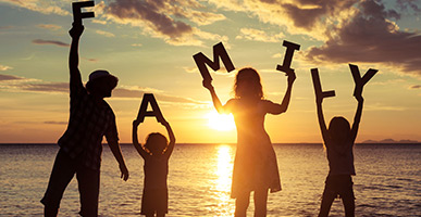 Image of family on beach