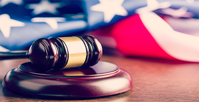 Gavel with American flag