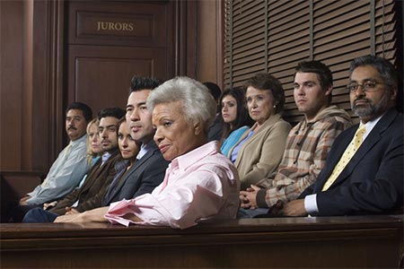 Jurors in a courtroom