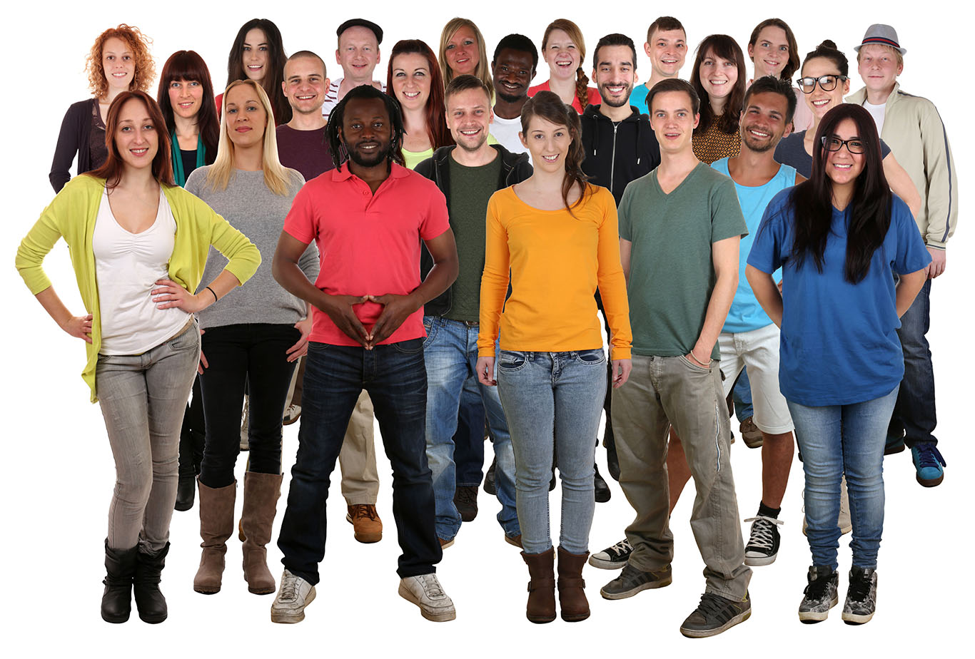 Group of diverse people standing and smiling