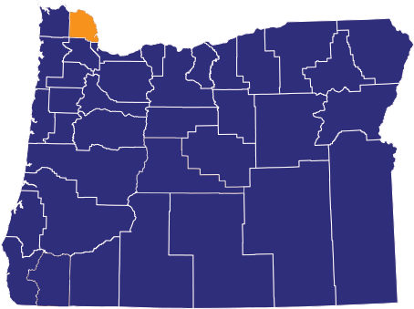 Map highlighting Columbia County