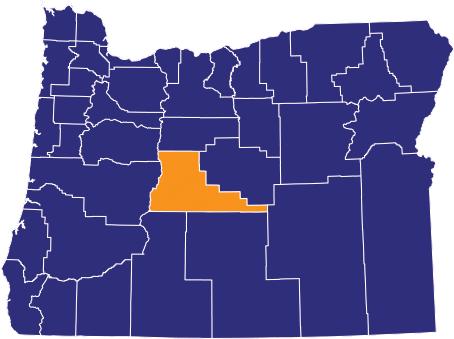 Map highlighting Deschutes County