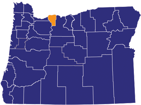 Map highlighting Hood River County