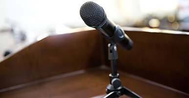 Microphone on a podium