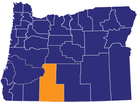 Map highlighting Klamath County