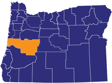 Map highlighting Lane County