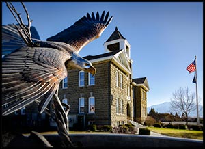 Wallowa courthouse with an eagle