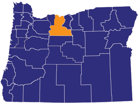 Map highlighting Wasco County