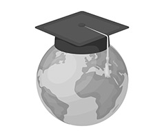 Globe with graduation cap
